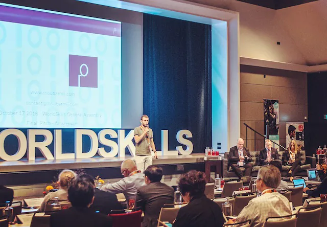 Speaking at technology conference