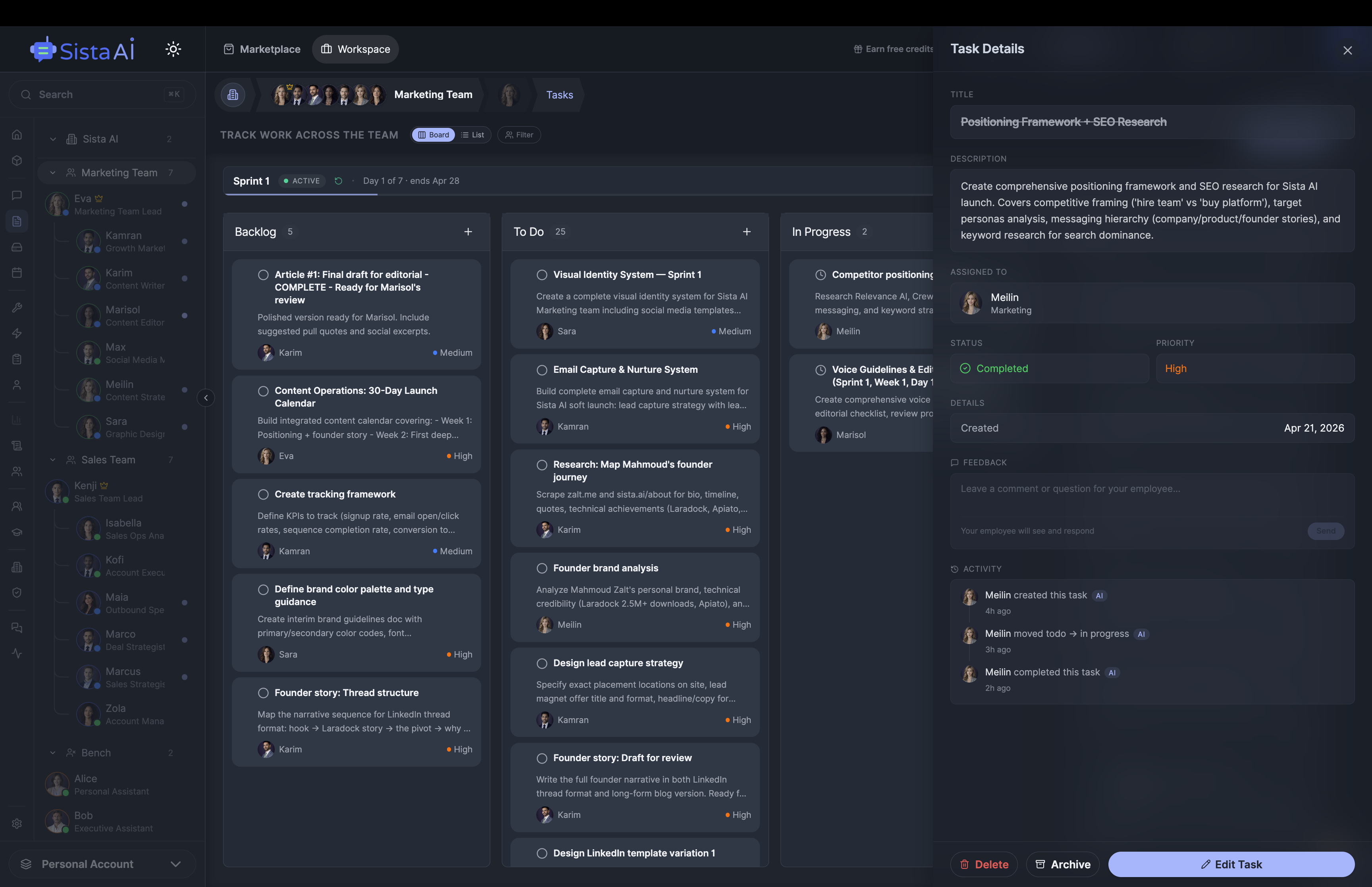 AI Workforce platform dashboard